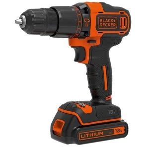 Image of Black & Decker 18V Cordless Hammer Drill with Battery and Case