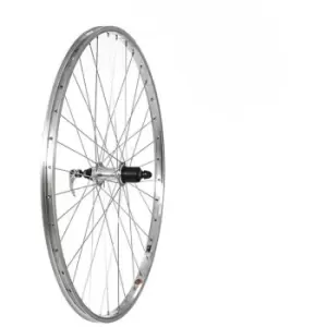 Image of Raleigh 26 Rear Rim Brake Nutted Wheel - Free Wheel - Silver