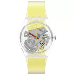 Image of Unisex Swatch Clearly Yellow Striped Watch