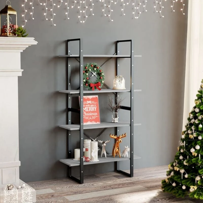 Image of VIDAXL 4-Tier Book Cabinet Concrete Grey 80x30x140cm Engineered Wood Vidaxl 8720286567517