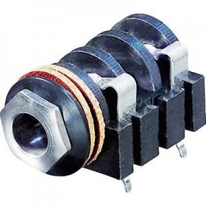 Image of 6.35mm audio jack Socket horizontal mount Number of pins 2 Mono Black Rean AV NYS2152