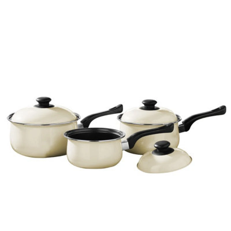 Image of Premier Housewares Viggo 3Pc Cream Belly Pan Set, Heat Resistant Handles Cream