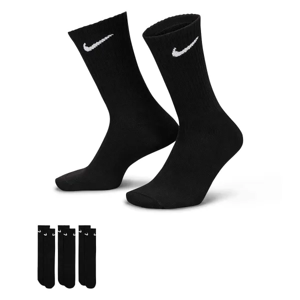 Image of Nike Everyday Lightweight Training Crew Socks (3 Pairs), Black/white