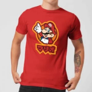 Image of Nintendo Super Mario Mario Kanji Mens T-Shirt - Red - L