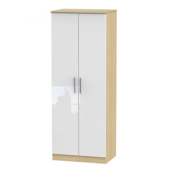 Image of Robert Dyas Kirkhill Ready Assembled Tall 2-Door Wardrobe -White Pine