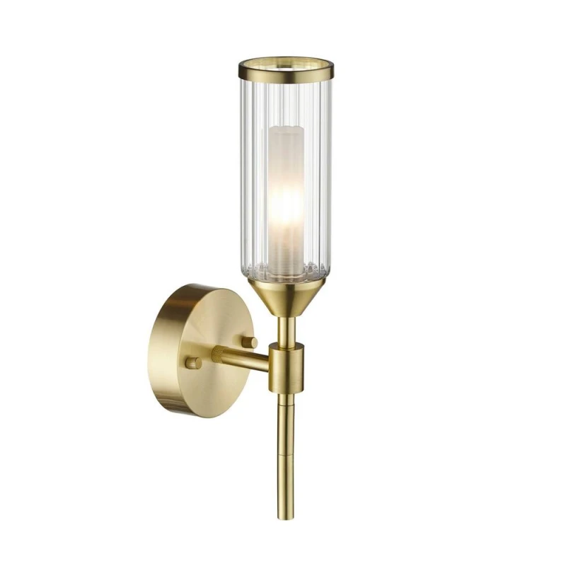 Image of Trieste Wall Lamp Satin Brass Plate, Clear, Frosted Glass