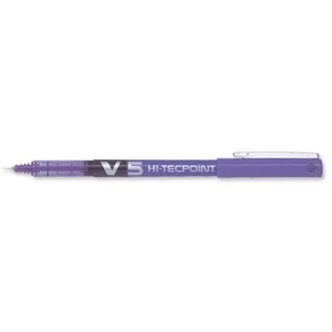 Image of Pilot V5 Rollerball Pen Needle Tip 0.5mm Line 0.3mm Violet Pack of 12 Pens