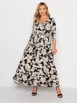 Image of Yours V-neck 3/4 Sleeve Dress - Black, Size 30-32, Women