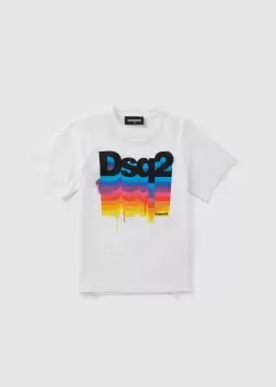 Image of Dsquared2 Kids Dsq2 Retro Logo T Shirt In White
