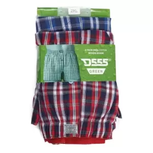 Image of Duke Mens Plaid D555 Kingsize Woven Boxer Shorts (2 Pairs) (5XL) (Navy Blue/Red)