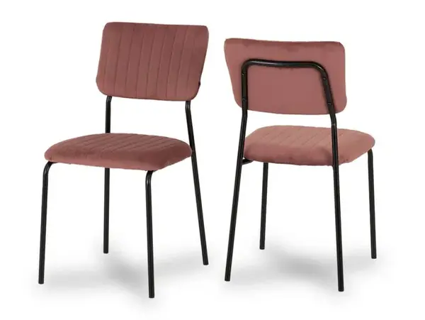 Image of Seconique Sheldon Set of 4 Pink Velvet Dining Chairs