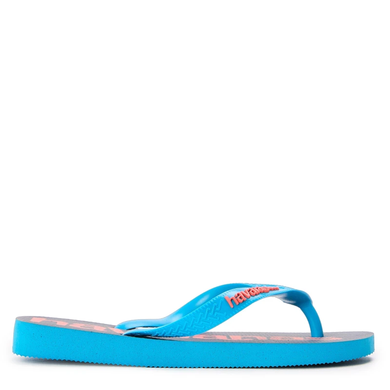 Image of Havaianas Womens Top Logomania Turquoise Flip Flops Turquoise female 3/4