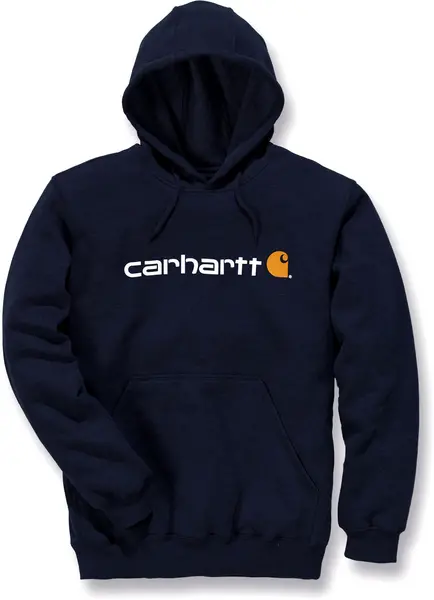 Image of Carhartt Signature Logo Midweight Hoodie, blue, Size XL