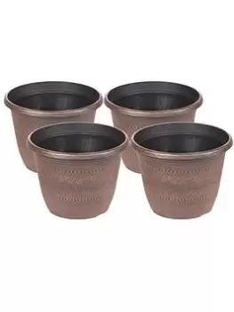 Image of Set Of 4 Acorn Round Planters - Warm Copper (25M)