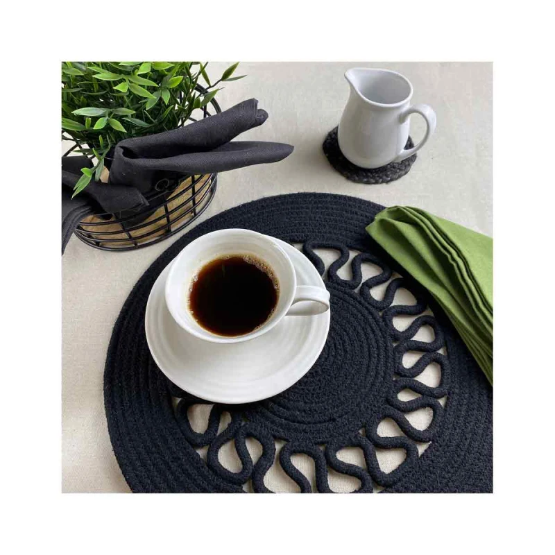 Image of Esselle Nene Round Spiral Placemat 2 Pack in Black Unisex