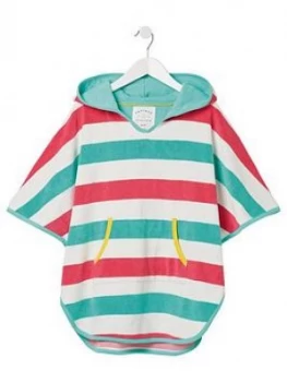 Image of Fat Face Girls Multi Stripe Hooded Towelling Top - Multi