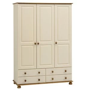 Image of Oslo Cream Pine 4 Drawer Wardrobe (H)1853mm (W)1296mm (D)570mm