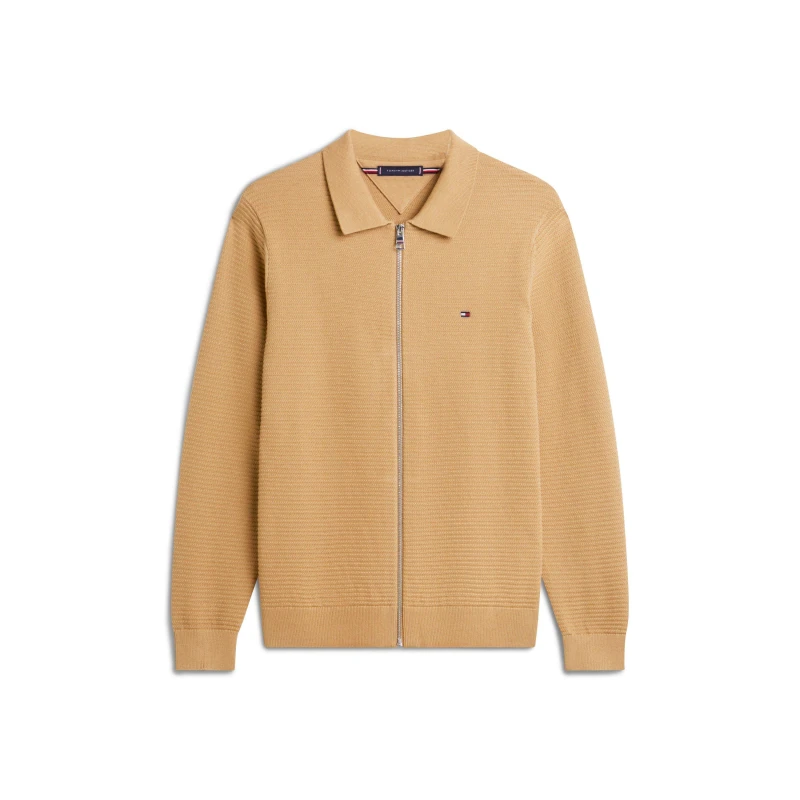 Image of Tommy Hilfiger Mens Structure Full Zip Crew Neck Jumper Safari Canvas male L