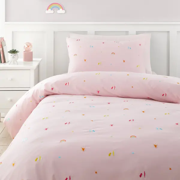 Image of Catherine Lansfield Unicorn Pink Kids Bedding Set - Single