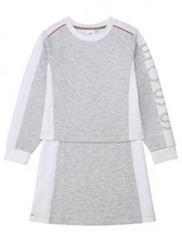 Image of Hugo Boss Double Layer Sweat Dress Grey Size 4 Years Girls