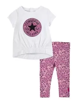 Image of Nike Converse Infant Girls Hoodie & Aop Legging Set, Pink, Size 24 Months, Women