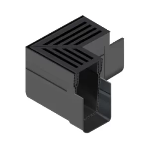 Image of ACO Threshold Channel Drain Corner Unit with Black Grate
