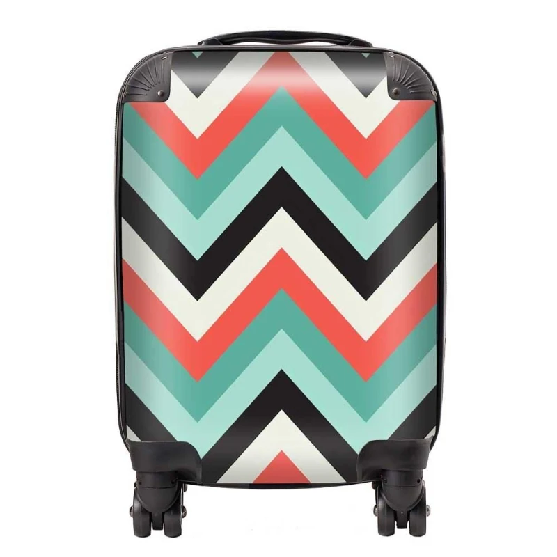 Image of Warren Reed - Designer Geometric Colored Chevron Pattern Suitcase in Green Size: Large Green Unisex Large