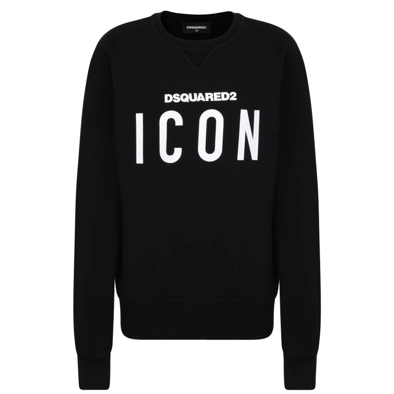Image of DSquared2 Boy's Icon Basic Logo Sweatshirt Black DQ900 male 8 Yrs
