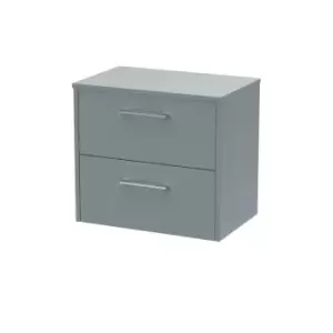 Image of Hudson Reed Juno 600mm Wall Hung 2 Drawer Vanity & Worktop - Coastal Grey