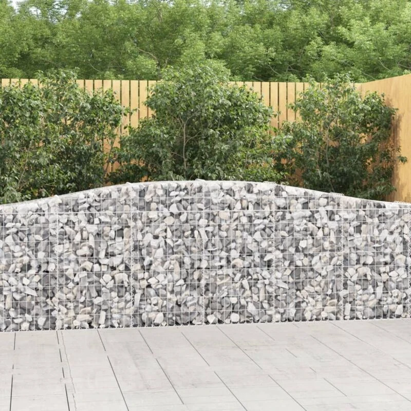 Image of vidaXL Arched Gabion Baskets 15 pcs 400x30x80/100cm Galvanised Iron, Silver 3145822