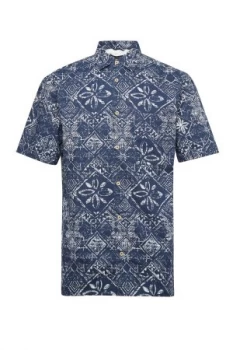 Image of Mens French Connection Delon Hawaiian Shirt Marine
