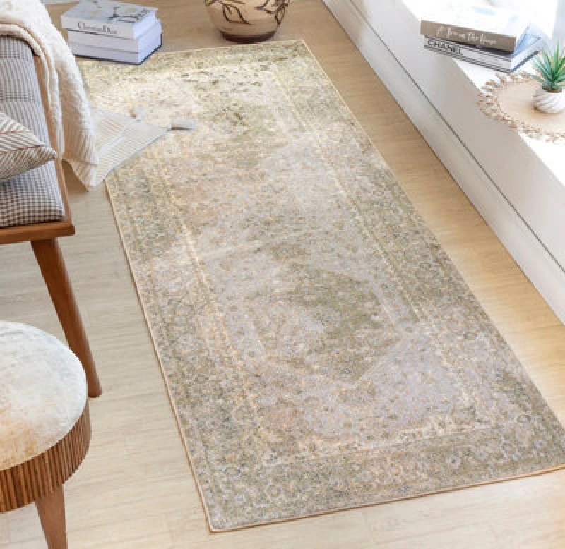 Image of Livabliss Machine Washable Traditionnal Boho Camel Boka Runner Rug 80 X 220 Cm - Easy Care, Ideal For Hallway Or Beside The Bed