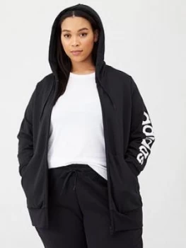 Image of adidas Plus Essentials Full Zip Hoodie - Black, Size 1X, Women