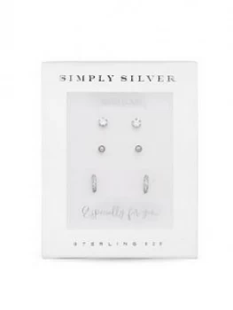 Image of Simply Silver Sterling Silver Cubic Zirconia Earrings - Pack Of 3