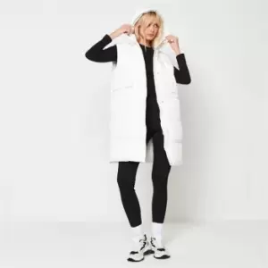 Image of Missguided Petite Recycled Longline Puffer Gilet - Cream