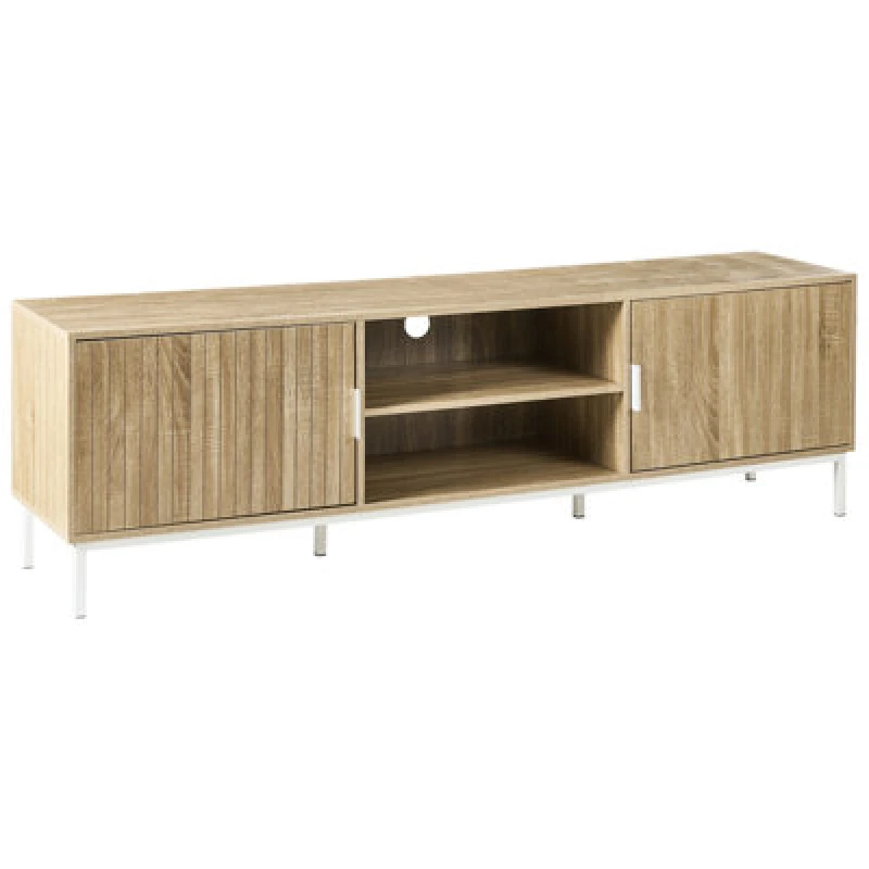 Image of Beliani Scandinavian TV Stand Royalla Light Brown