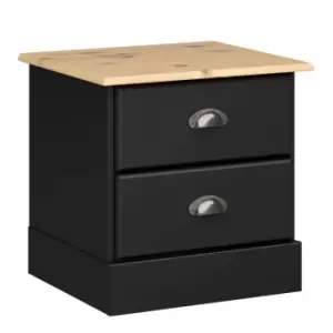 Image of Nola 2 Drawer Bedside Table Black And Pine