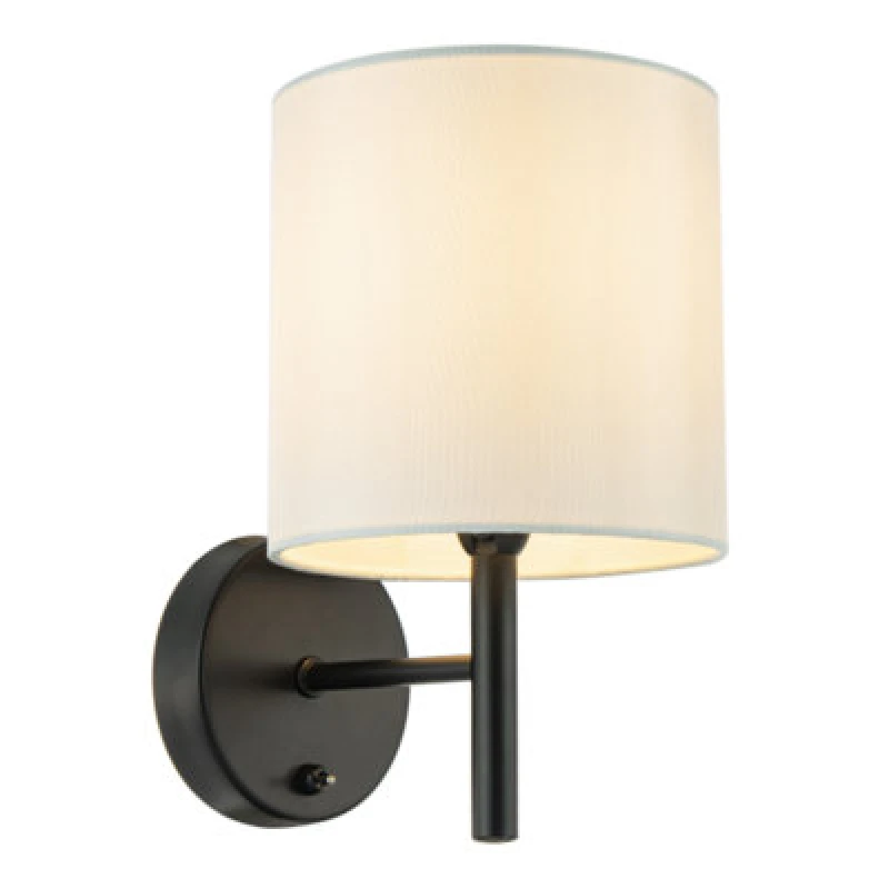 Image of Happy Homewares Contemporary Bedside Wall Lamp In Matte Black With Toggle Switch And Shade
