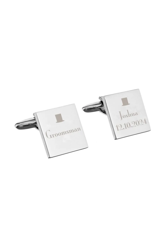 Image of Personalised Memento Company Personalised Message Groomsman Cufflinks