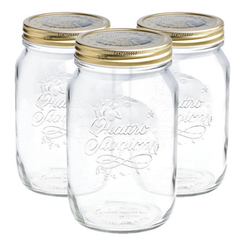 Image of Bormioli Rocco Quattro Stagioni Glass Storage Jars 1 Litre Pack of 3 Clear