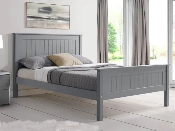 Image of Limelight Taurus 4ft6 Double Light Grey Wooden Bed Frame High Footend
