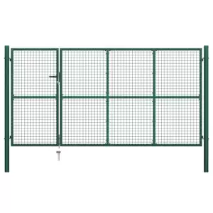Image of Vidaxl Garden Gate Steel 350X150 Cm Green