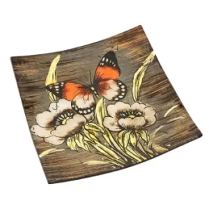 Image of Amber Butterfly Square Plate Small