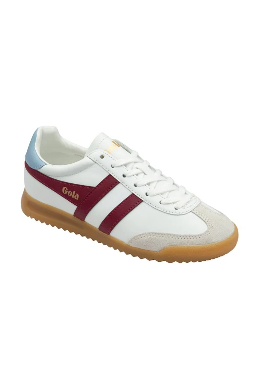 Image of Gola Classics Womens 'Torpedo Leather' Lace-Up Trainers in White Size: 5 White Female 5
