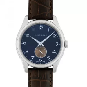 Image of Jazzmaster Thinline Quartz Blue Dial Mens Leather Watch 40mm