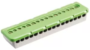 Image of Entrelec 16 Way Non-Fused Terminal Block, 6 mm, 16 mm, 100A, Clip Mount, 6 mm, 16 mm, Screw Terminals, PE