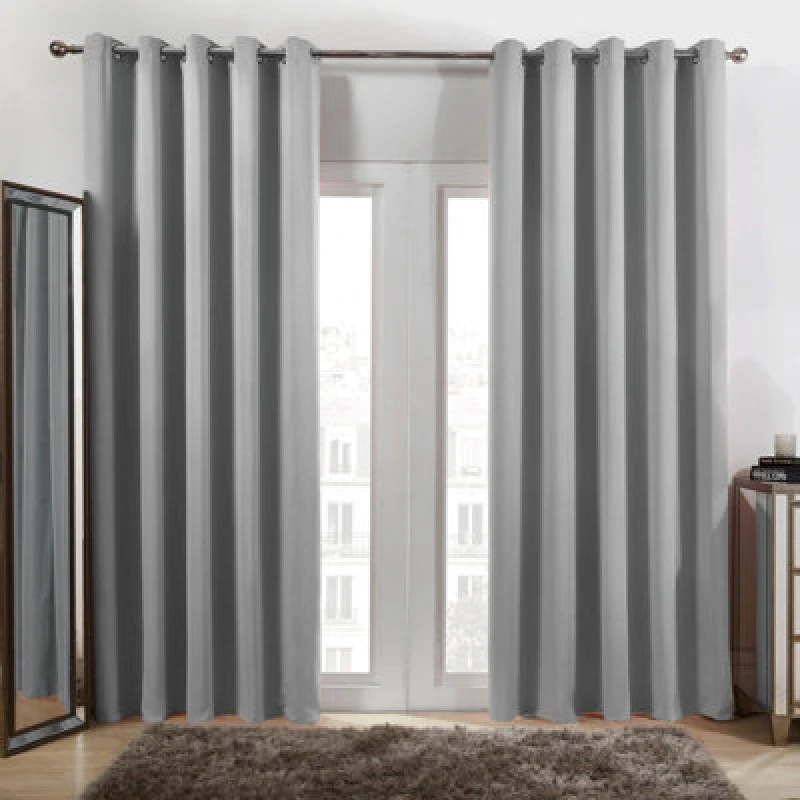 Image of OHS OHS Pair of Thermal Ready Made Eyelet Blackout Curtains in Light Grey Size: 167cm width x 228cm drop Light Grey 167cm width x 228cm drop Unisex