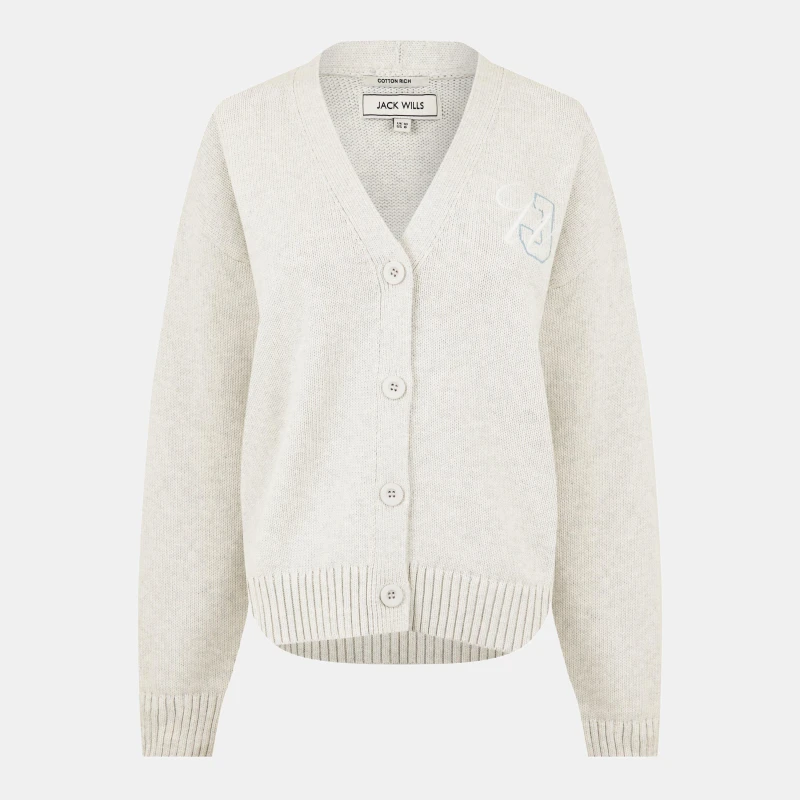 Image of Jack Wills Womens V-Neck Cardigan Light Heather female 8 (XS)