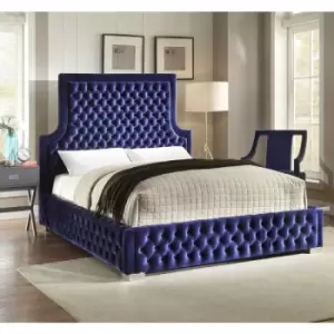 Image of Yanis Upholstered Beds - Plush Velvet, Single Size Frame, Blue - Blue