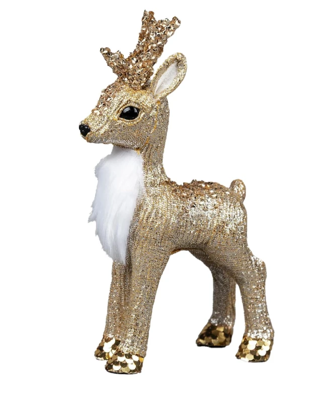 Image of Shatchi 22cm Gold Reindeer - Christmas Figurine Gold